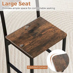 Lot de 2 chaises de salle à manger industrielles | Siège large et dossier incliné | Pieds en métal, capacité de 136 kg
