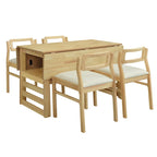 Ensemble table et chaises de salle à manger extensibles en bois, ensemble table et chaises de salle à manger du milieu du siècle avec 2 rallonges et étagère de rangement