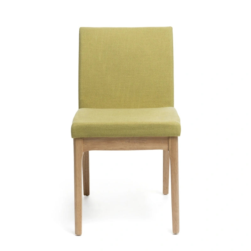 Lot de 2 chaises de salle à manger modernes | Assise et dossier rembourrés vert olive | Structure en bois massif