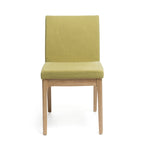 Lot de 2 chaises de salle à manger modernes | Assise et dossier rembourrés vert olive | Structure en bois massif