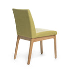 Lot de 2 chaises de salle à manger modernes | Assise et dossier rembourrés vert olive | Structure en bois massif