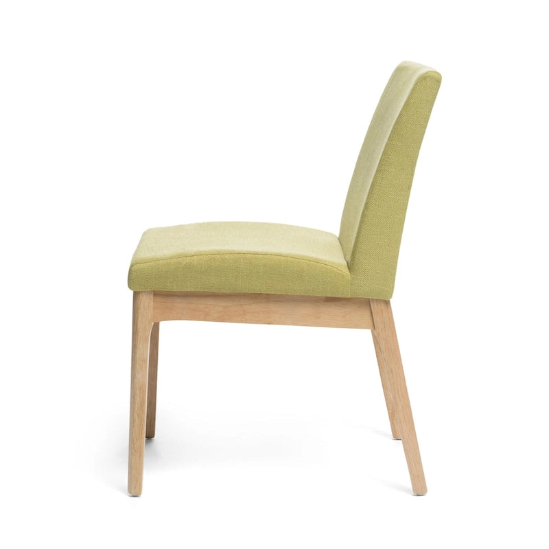 Lot de 2 chaises de salle à manger modernes | Assise et dossier rembourrés vert olive | Structure en bois massif