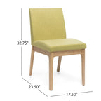 Lot de 2 chaises de salle à manger modernes | Assise et dossier rembourrés vert olive | Structure en bois massif