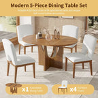 Table à manger ronde moderne 5 pièces avec rallonge amovible de 16,2 po