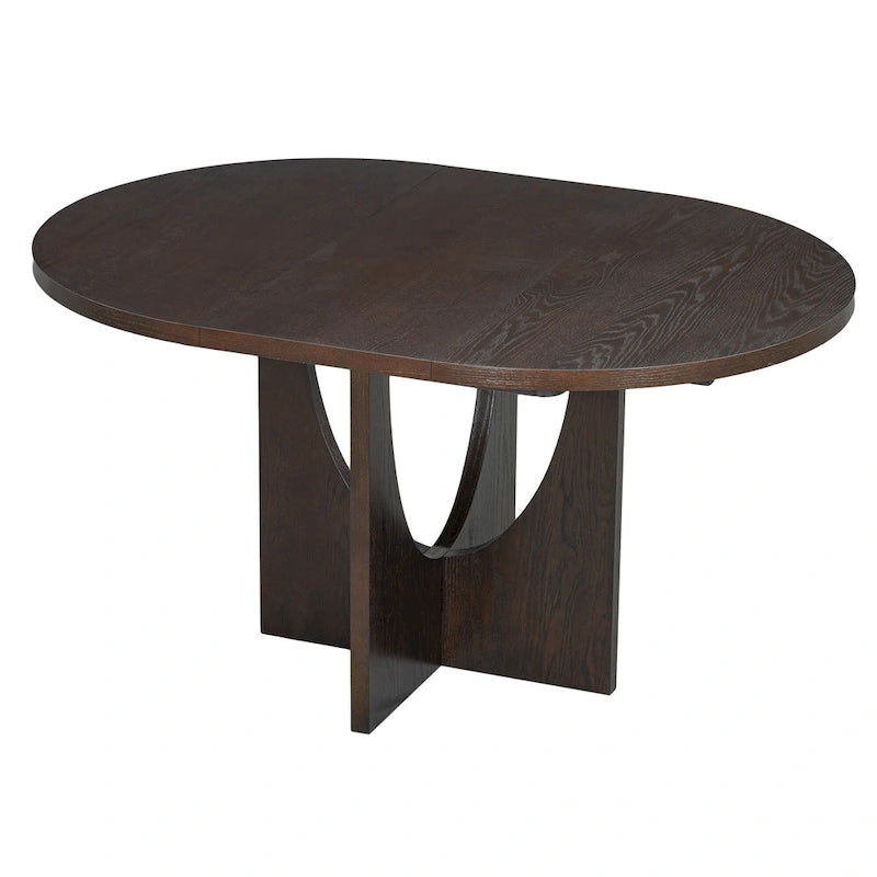 Table à manger ronde moderne 5 pièces avec rallonge amovible de 16,2 po