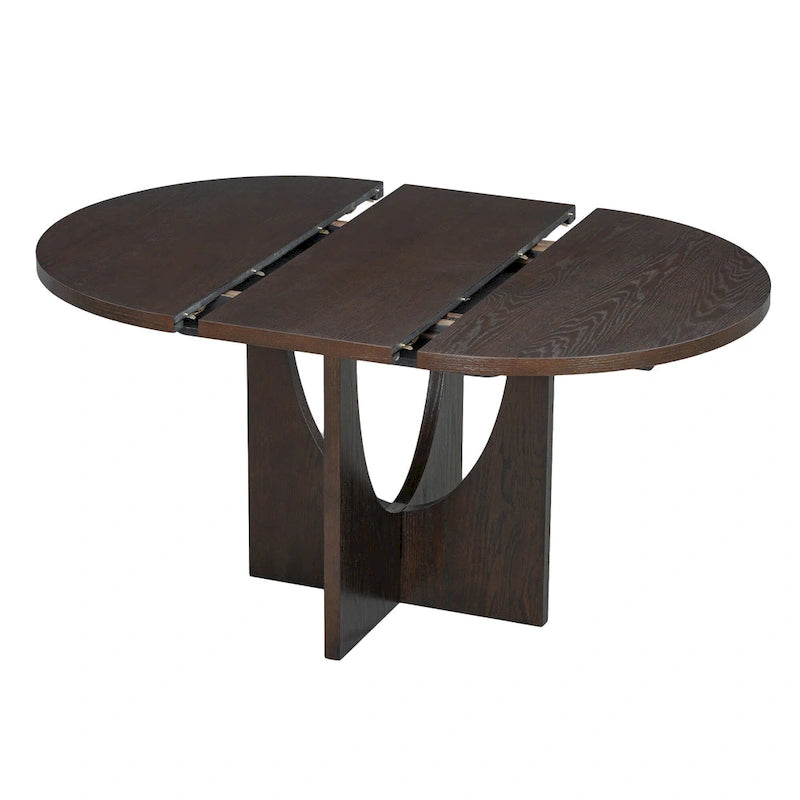 Table à manger ronde moderne 5 pièces avec rallonge amovible de 16,2 po