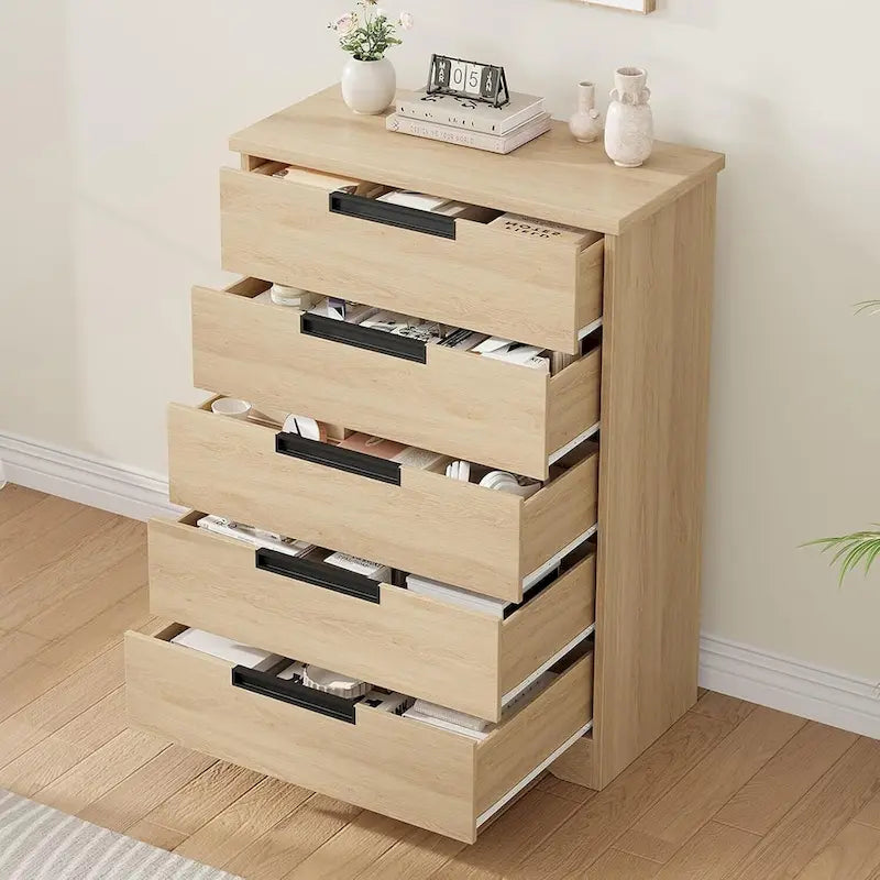 Natural 5 Drawer Dresser for Bedroom, Living Room, Nursery