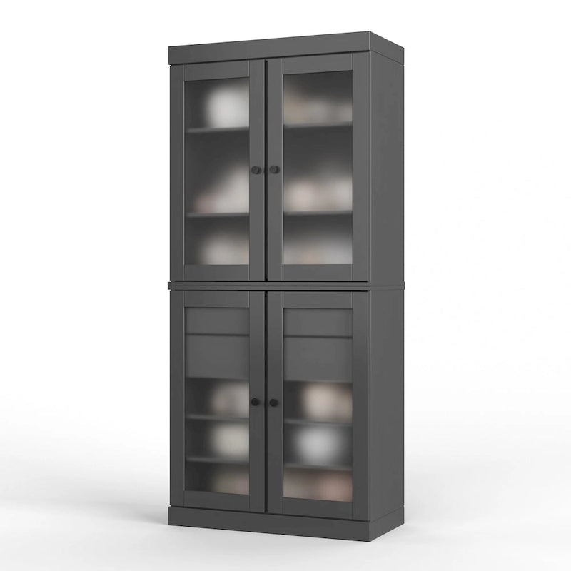 Vaisselier 100% pin massif | Portes en verre dépoli, 2 tiroirs | 81 cm (l) x 181,5 cm (H)