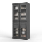 Vaisselier 100% pin massif | Portes en verre dépoli, 2 tiroirs | 81 cm (l) x 181,5 cm (H)