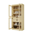 Vaisselier 100% pin massif | Portes en verre dépoli, 2 tiroirs | 81 cm (l) x 181,5 cm (H)