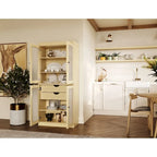 Vaisselier 100% pin massif | Portes en verre dépoli, 2 tiroirs | 81 cm (l) x 181,5 cm (H)