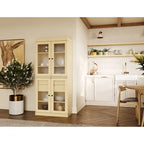 Vaisselier 100% pin massif | Portes en verre dépoli, 2 tiroirs | 81 cm (l) x 181,5 cm (H)