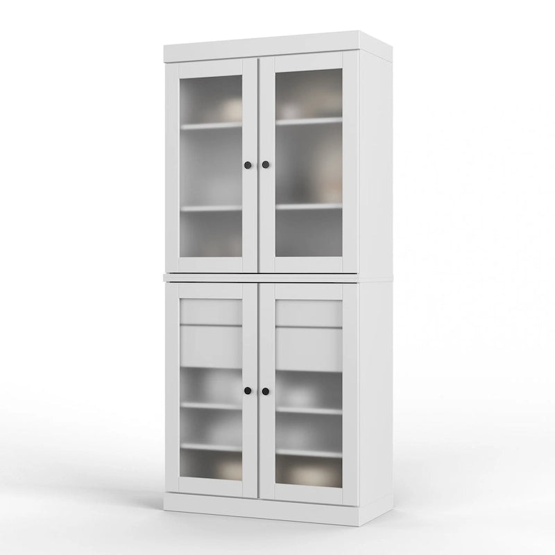 Vaisselier 100% pin massif | Portes en verre dépoli, 2 tiroirs | 81 cm (l) x 181,5 cm (H)