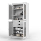Vaisselier 100% pin massif | Portes en verre dépoli, 2 tiroirs | 81 cm (l) x 181,5 cm (H)