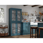 Vaisselier 100% pin massif | Portes en verre dépoli, 2 tiroirs | 81 cm (l) x 181,5 cm (H)