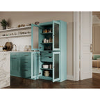 Vaisselier 100% pin massif | Portes en verre dépoli, 2 tiroirs | 81 cm (l) x 181,5 cm (H)