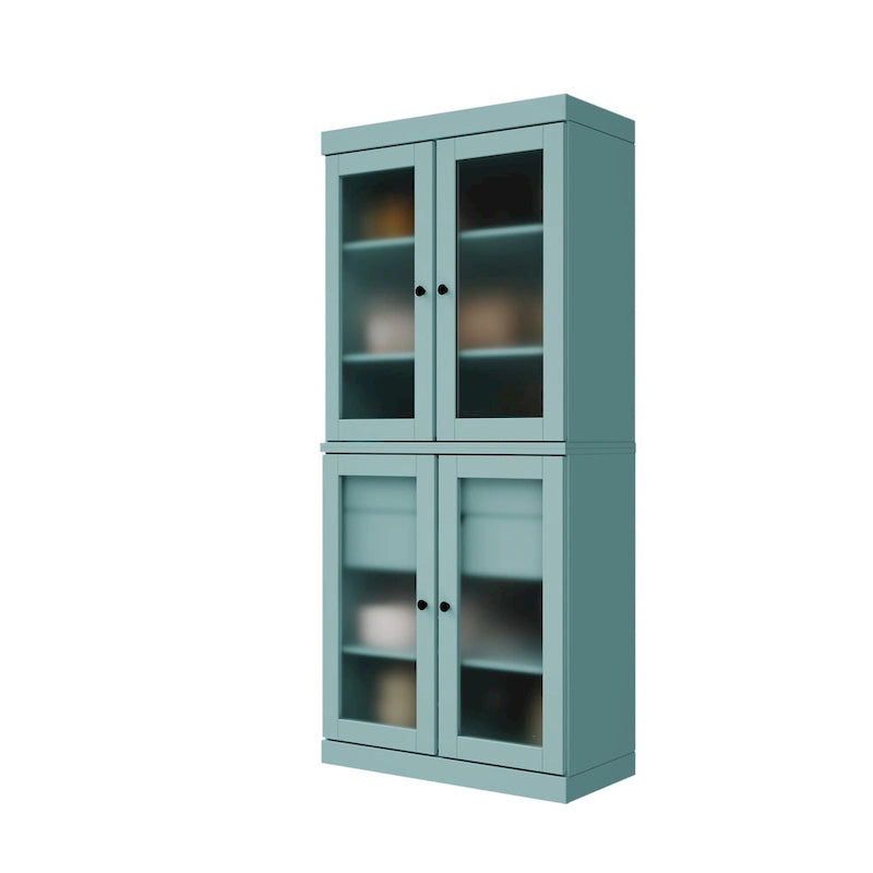 Vaisselier 100% pin massif | Portes en verre dépoli, 2 tiroirs | 81 cm (l) x 181,5 cm (H)