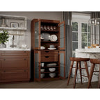Vaisselier 100% pin massif | Portes en verre dépoli, 2 tiroirs | 81 cm (l) x 181,5 cm (H)