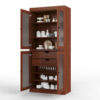 Vaisselier 100% pin massif | Portes en verre dépoli, 2 tiroirs | 81 cm (l) x 181,5 cm (H)