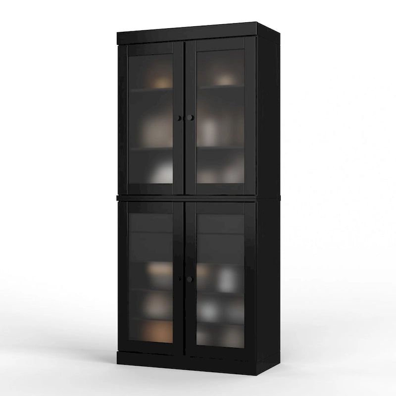 Vaisselier 100% pin massif | Portes en verre dépoli, 2 tiroirs | 81 cm (l) x 181,5 cm (H)