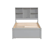 Lit double moderne | Tête de lit bibliothèque, port USB intégré et 2 tiroirs de rangement