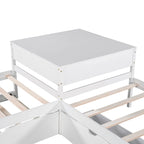 Lit mezzanine en L jumeau avec lit gigogne et tiroirs de rangement | Blanc, chambre d'enfant