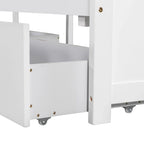 Lit mezzanine en L jumeau avec lit gigogne et tiroirs de rangement | Blanc, chambre d'enfant