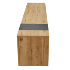 Meuble TV de 70,86" | Bois gris et naturel, 3 armoires et tiroir | Convient aux téléviseurs jusqu'à 80"