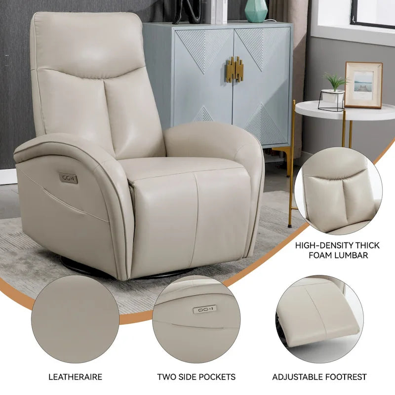 Fauteuil inclinable électrique pivotant à 270° en cuir PU | Fauteuil à bascule, Salon