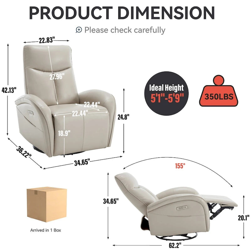 Fauteuil inclinable électrique pivotant à 270° en cuir PU | Fauteuil à bascule, Salon