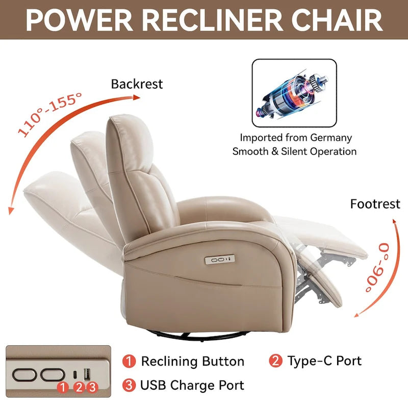 Fauteuil inclinable électrique pivotant à 270° en cuir PU | Fauteuil à bascule, Salon