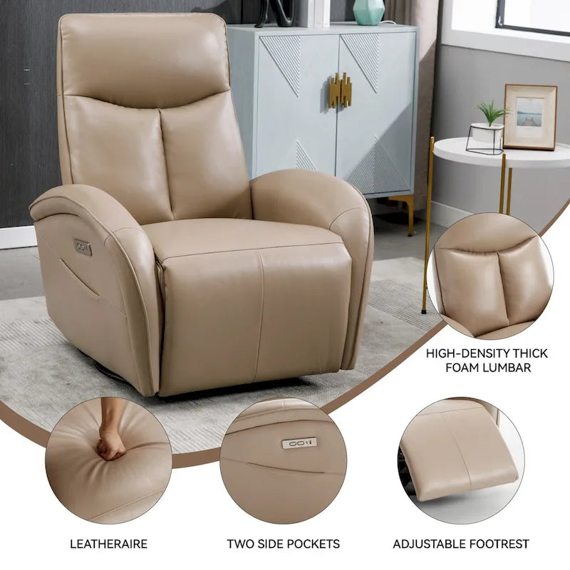 Fauteuil inclinable électrique pivotant à 270° en cuir PU | Fauteuil à bascule, Salon
