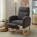 Fauteuil à bascule capitonné à dossier haut de 29,5 po | Pieds en bois massif, repose-pieds réglable