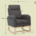 Fauteuil à bascule capitonné à dossier haut de 29,5 po | Pieds en bois massif, repose-pieds réglable