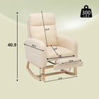 Fauteuil à bascule capitonné à dossier haut de 29,5 po | Pieds en bois massif, repose-pieds réglable