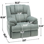 Fauteuil inclinable manuel vert surdimensionné | Pivotant à 360°, à bascule, rembourrage en tissu, salon