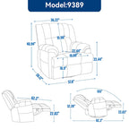 Fauteuil inclinable manuel vert surdimensionné | Pivotant à 360°, à bascule, rembourrage en tissu, salon