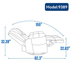 Fauteuil inclinable manuel vert surdimensionné | Pivotant à 360°, à bascule, rembourrage en tissu, salon