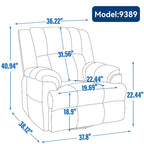Fauteuil inclinable manuel vert surdimensionné | Pivotant à 360°, à bascule, rembourrage en tissu, salon