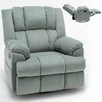Fauteuil inclinable manuel vert surdimensionné | Pivotant à 360°, à bascule, rembourrage en tissu, salon