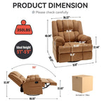 Fauteuil inclinable manuel vert surdimensionné | Pivotant à 360°, à bascule, rembourrage en tissu, salon