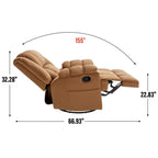 Fauteuil inclinable manuel vert surdimensionné | Pivotant à 360°, à bascule, rembourrage en tissu, salon