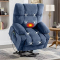 Fauteuil inclinable releveur électrique bleu avec chauffage, massage et port USB pour personnes âgées