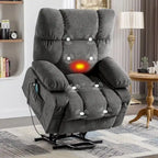 Fauteuil inclinable releveur électrique bleu avec chauffage, massage et port USB pour personnes âgées