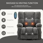 Fauteuil inclinable releveur électrique bleu avec chauffage, massage et port USB pour personnes âgées