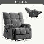Fauteuil inclinable releveur électrique bleu avec chauffage, massage et port USB pour personnes âgées