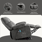 Fauteuil inclinable releveur électrique bleu avec chauffage, massage et port USB pour personnes âgées