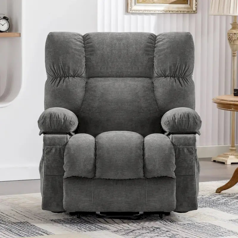Fauteuil inclinable releveur électrique bleu avec chauffage, massage et port USB pour personnes âgées