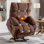 Fauteuil inclinable releveur électrique bleu avec chauffage, massage et port USB pour personnes âgées