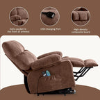 Fauteuil inclinable releveur électrique bleu avec chauffage, massage et port USB pour personnes âgées